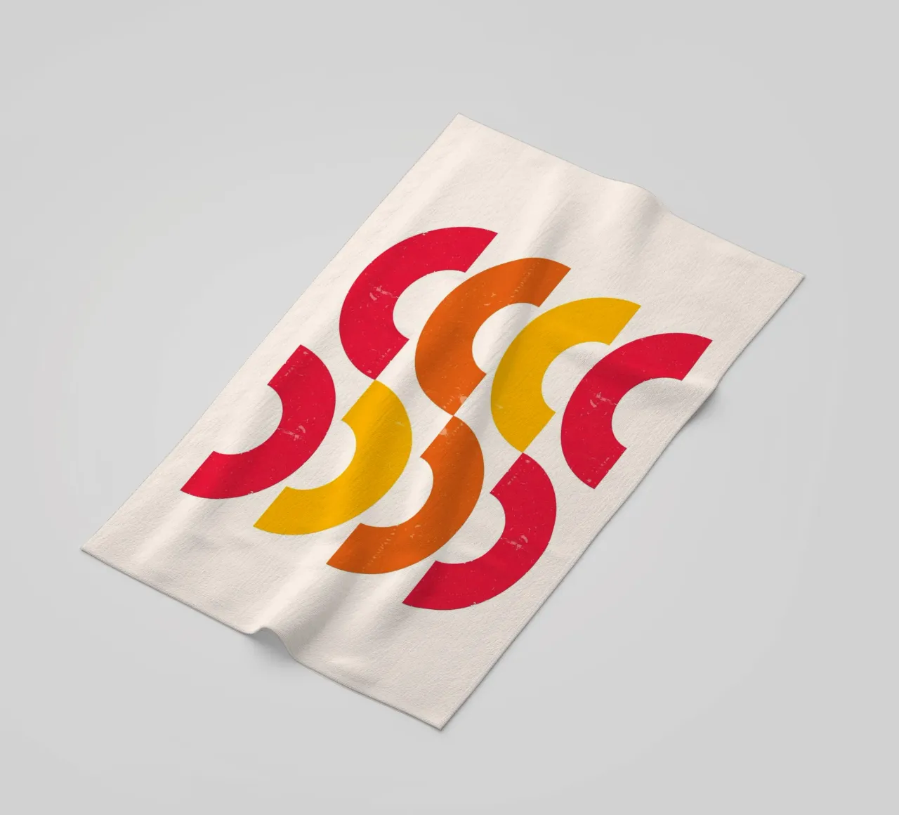Retro Arcs: Geometric Abstract, Red & Orange Modern Art beach towel by NorwesClub