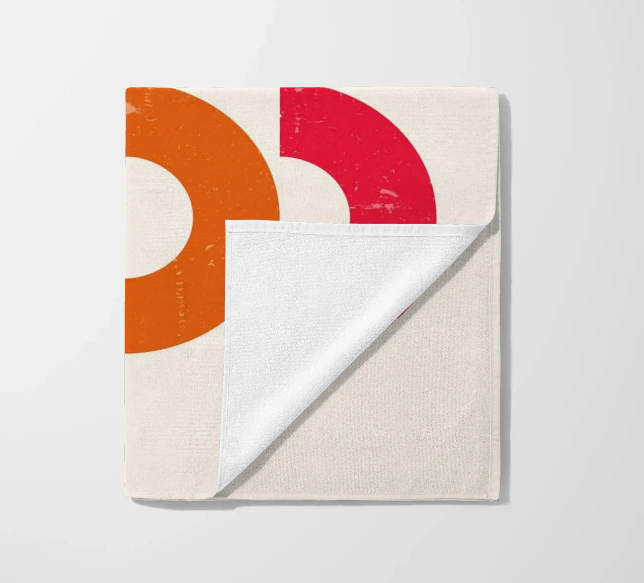 Retro Arcs: Geometric Abstract, Red & Orange Modern Art beach towel by NorwesClub