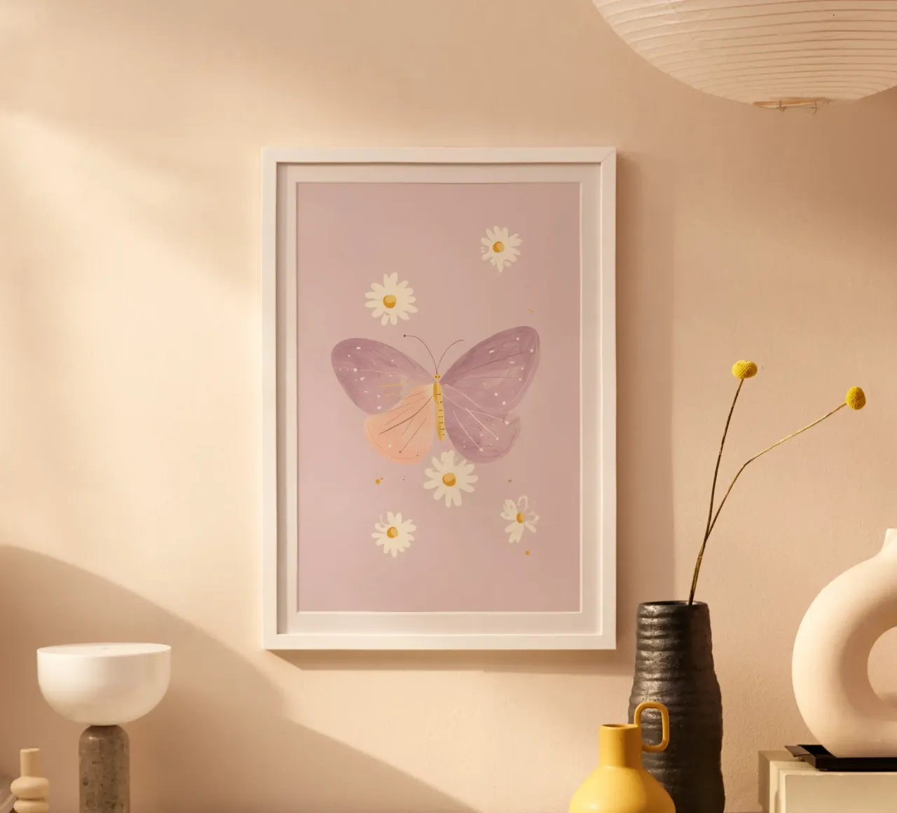 Butterfly Print, Pastel Art, Daisy Print hahnemühle by Little Lola