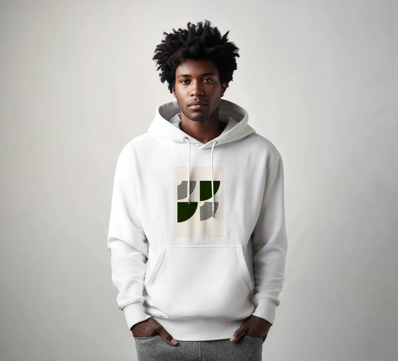 Curve minimaliste: Linee geometriche astratte, verdi e nere A felpa con cappuccio da NorwesClub