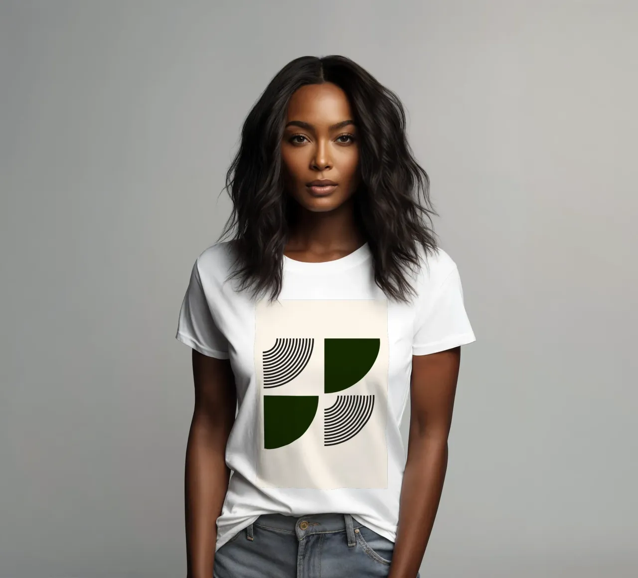 Curve minimaliste: Linee geometriche astratte, verdi e nere A t-shirt da donna da NorwesClub