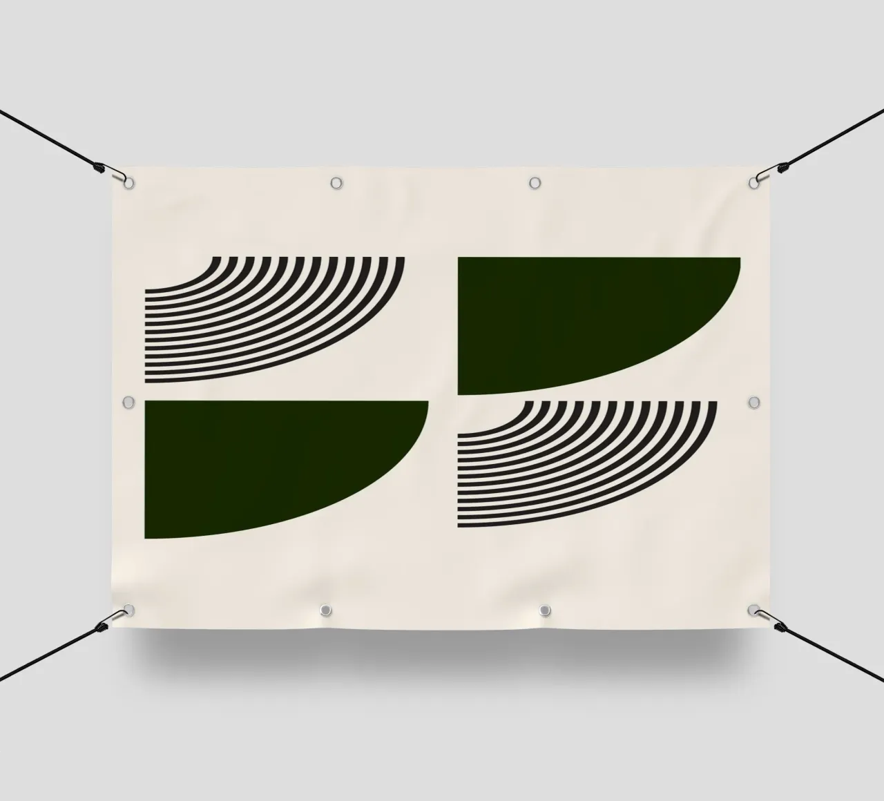 Curve minimaliste: Linee geometriche astratte, verdi e nere A telo in pvc da NorwesClub