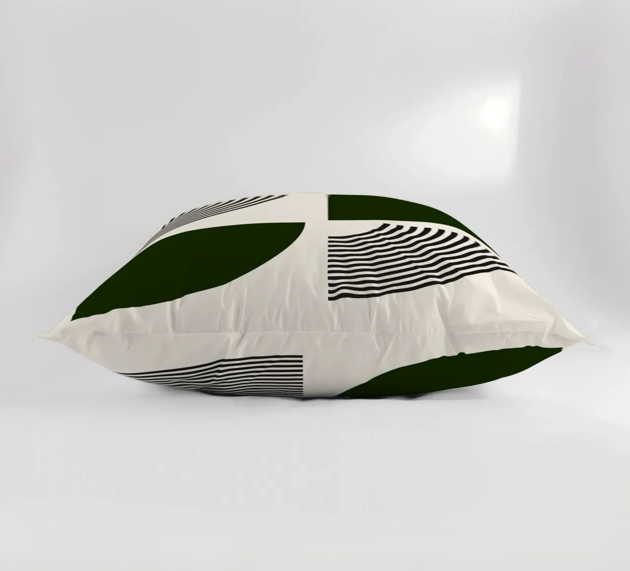 Curve minimaliste: Linee geometriche astratte, verdi e nere A cuscino da NorwesClub