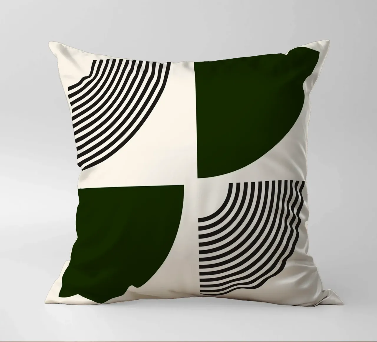 Curve minimaliste: Linee geometriche astratte, verdi e nere A cuscino da NorwesClub
