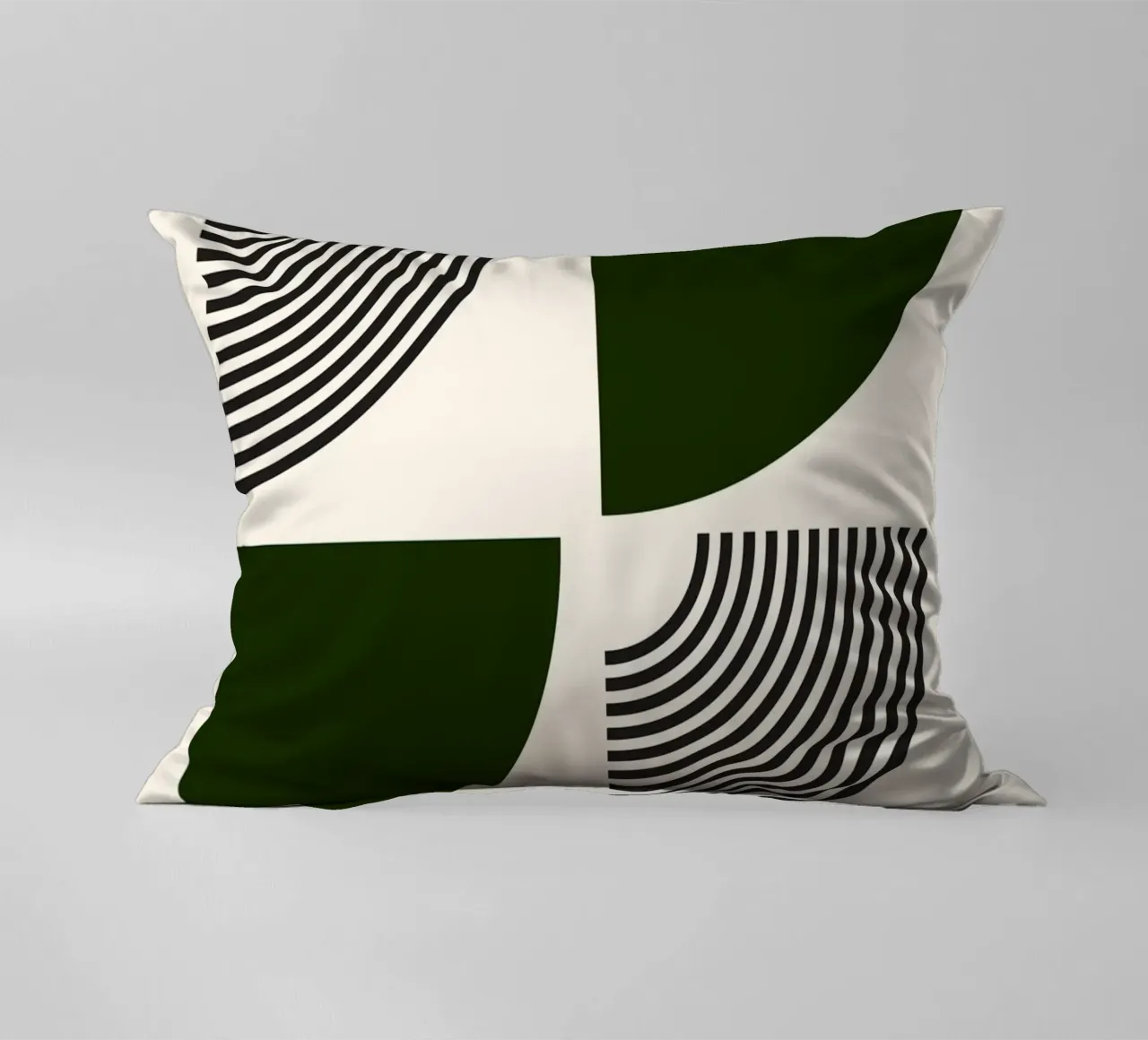 Curve minimaliste: Linee geometriche astratte, verdi e nere A cuscino da NorwesClub