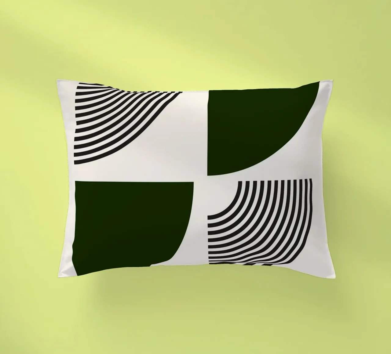 Curve minimaliste: Linee geometriche astratte, verdi e nere A cuscino da NorwesClub