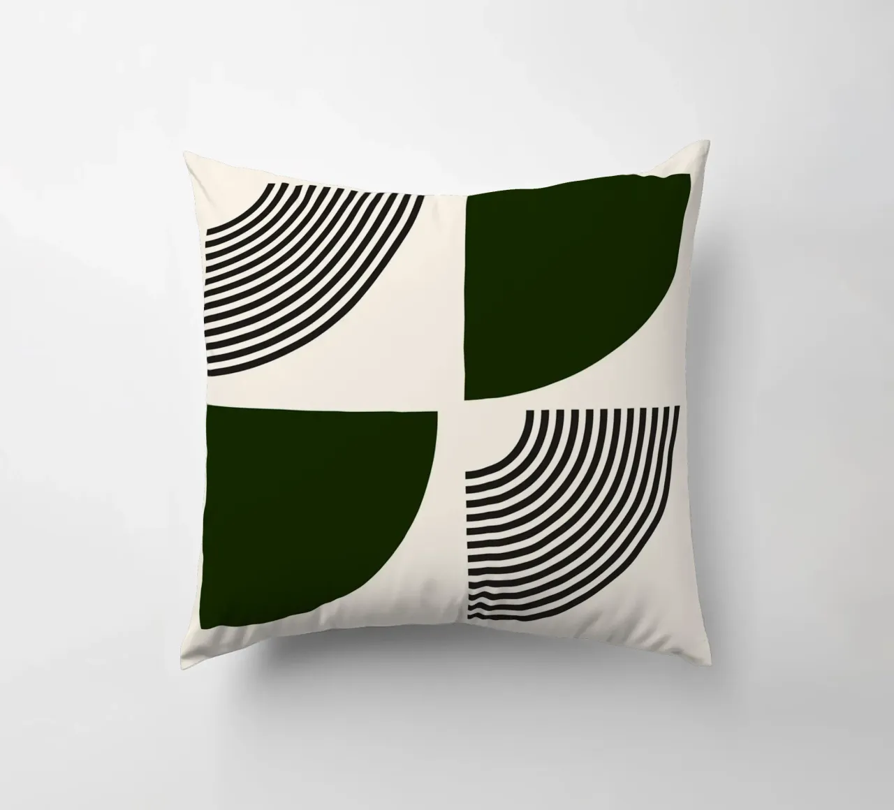 Curve minimaliste: Linee geometriche astratte, verdi e nere A cuscino da NorwesClub