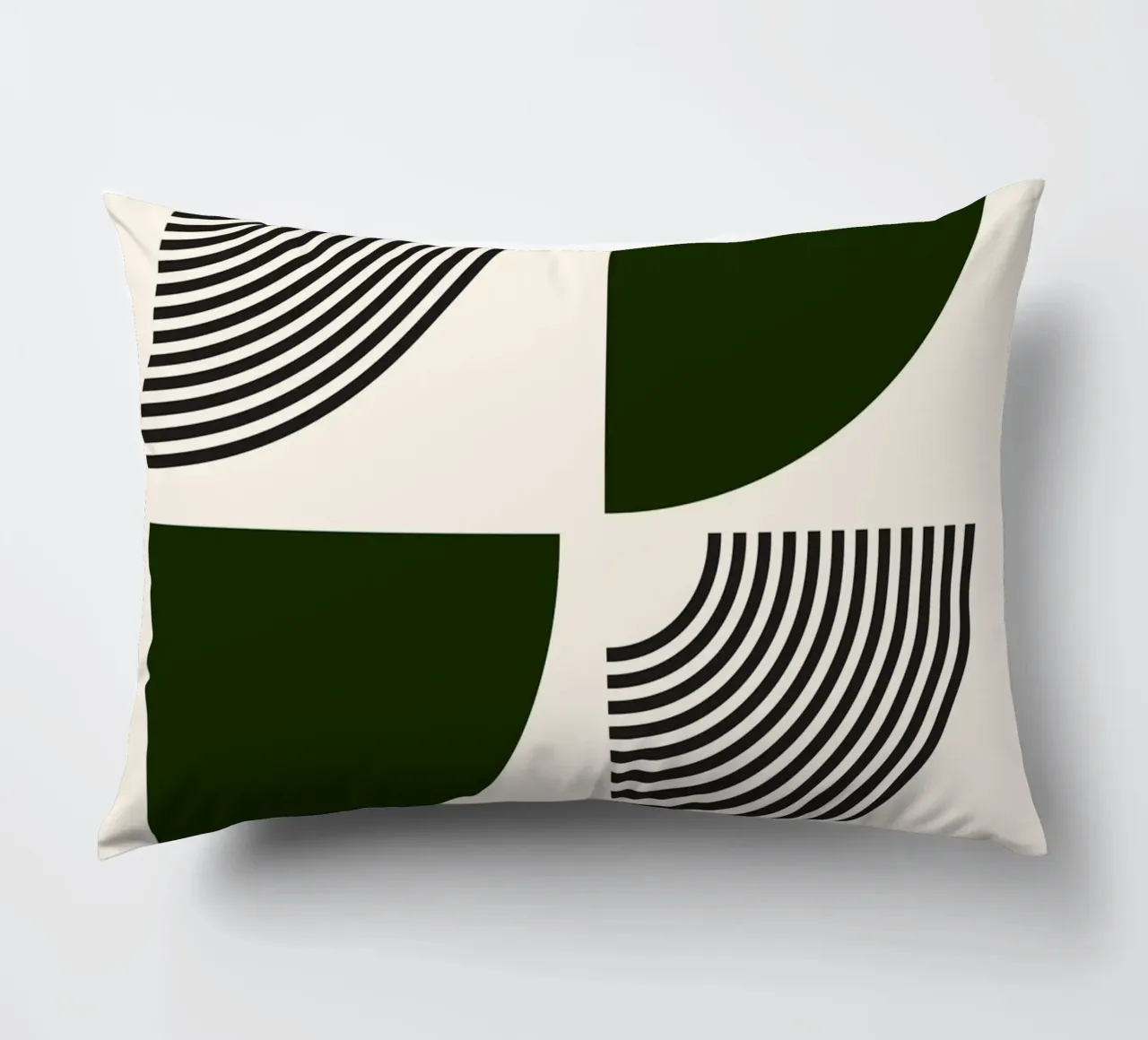 Curve minimaliste: Linee geometriche astratte, verdi e nere A cuscino da NorwesClub