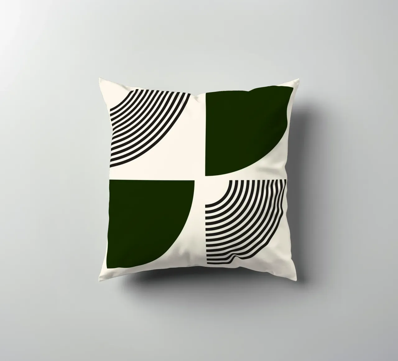 Curve minimaliste: Linee geometriche astratte, verdi e nere A cuscino da NorwesClub