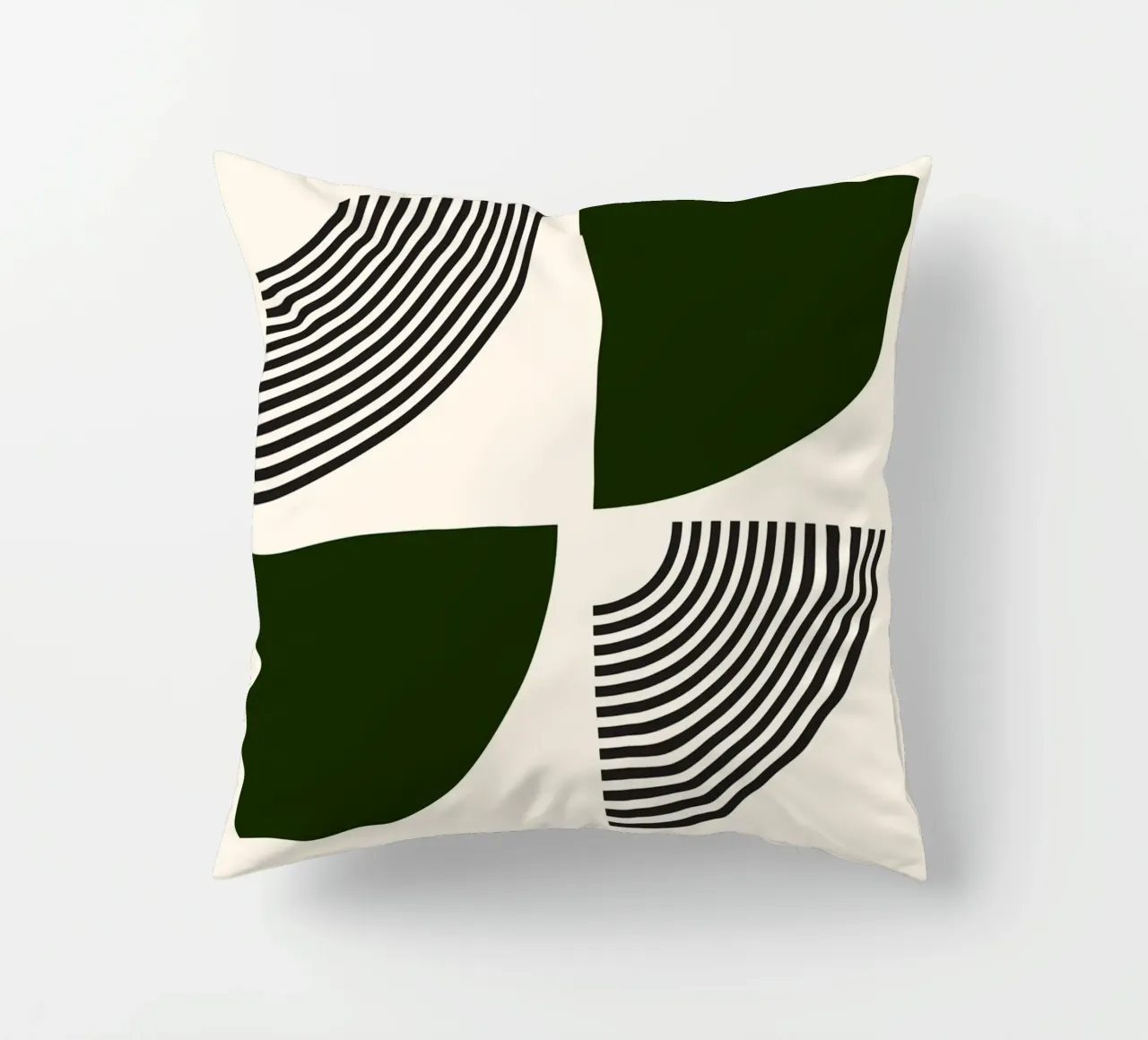 Curve minimaliste: Linee geometriche astratte, verdi e nere A cuscino da NorwesClub