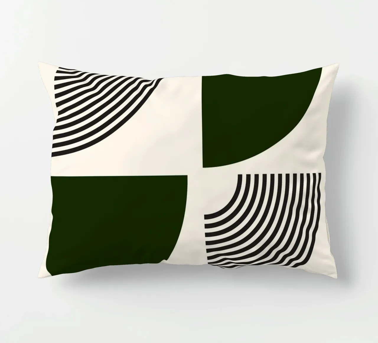 Curve minimaliste: Linee geometriche astratte, verdi e nere A cuscino da NorwesClub