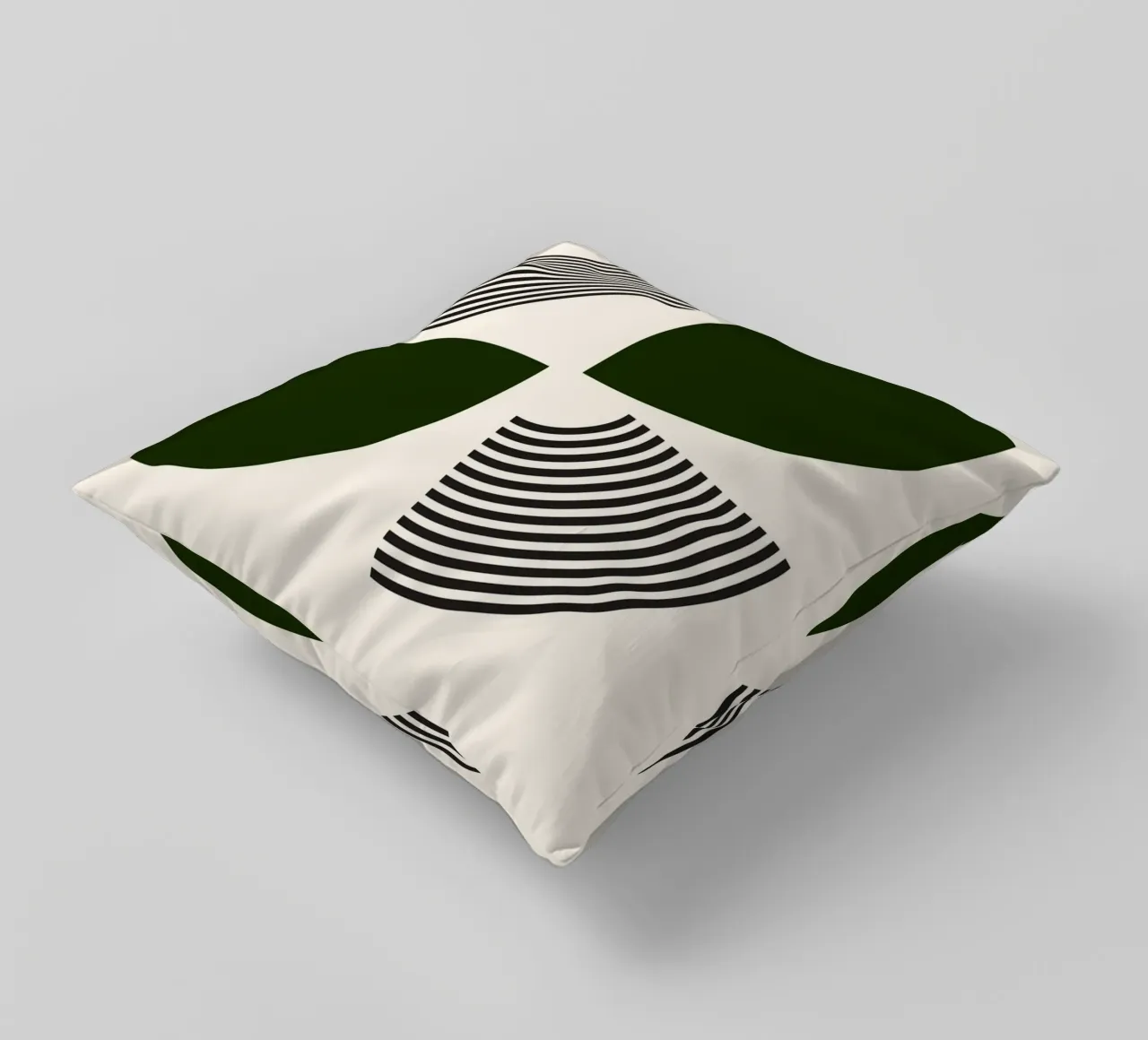 Curve minimaliste: Linee geometriche astratte, verdi e nere A cuscino da NorwesClub