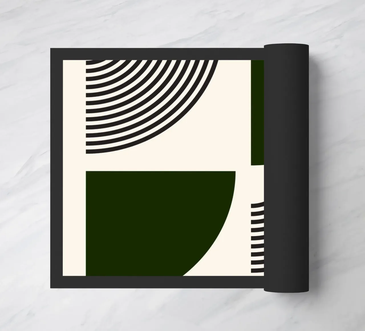 Minimalistische rondingen: Geometrische abstracte, groene en zwarte lijnen A deurmat van NorwesClub