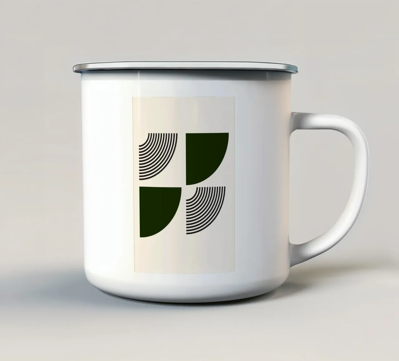 Curve minimaliste: Linee geometriche astratte, verdi e nere A tazza in smalto da NorwesClub