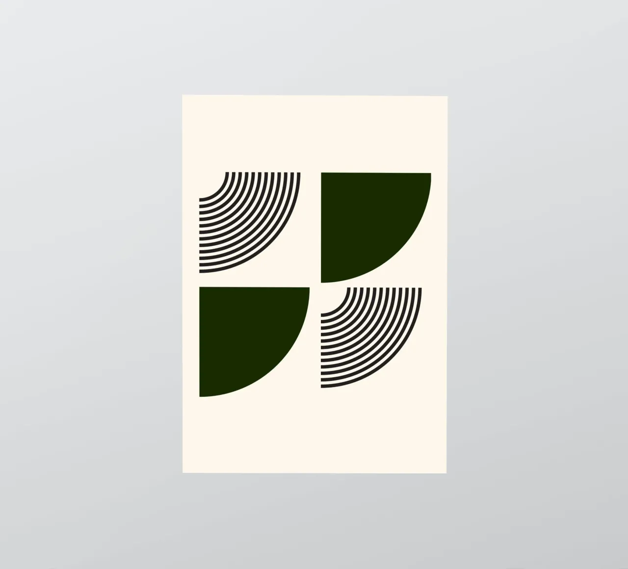 Curve minimaliste: Linee geometriche astratte, verdi e nere A adesivo da NorwesClub