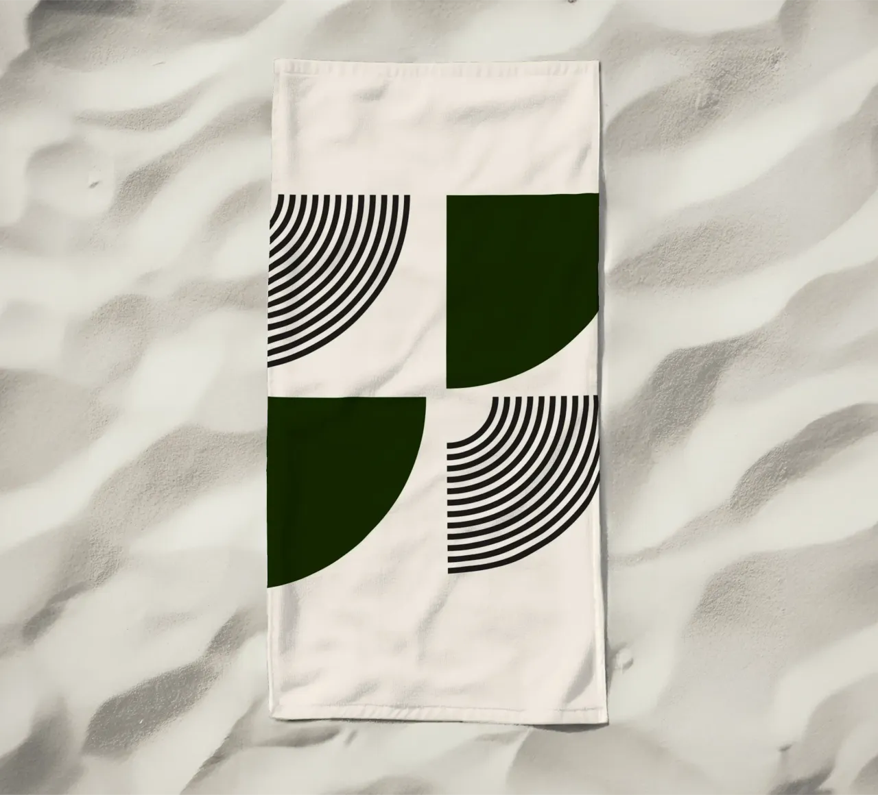 Curve minimaliste: Linee geometriche astratte, verdi e nere A telo mare da NorwesClub