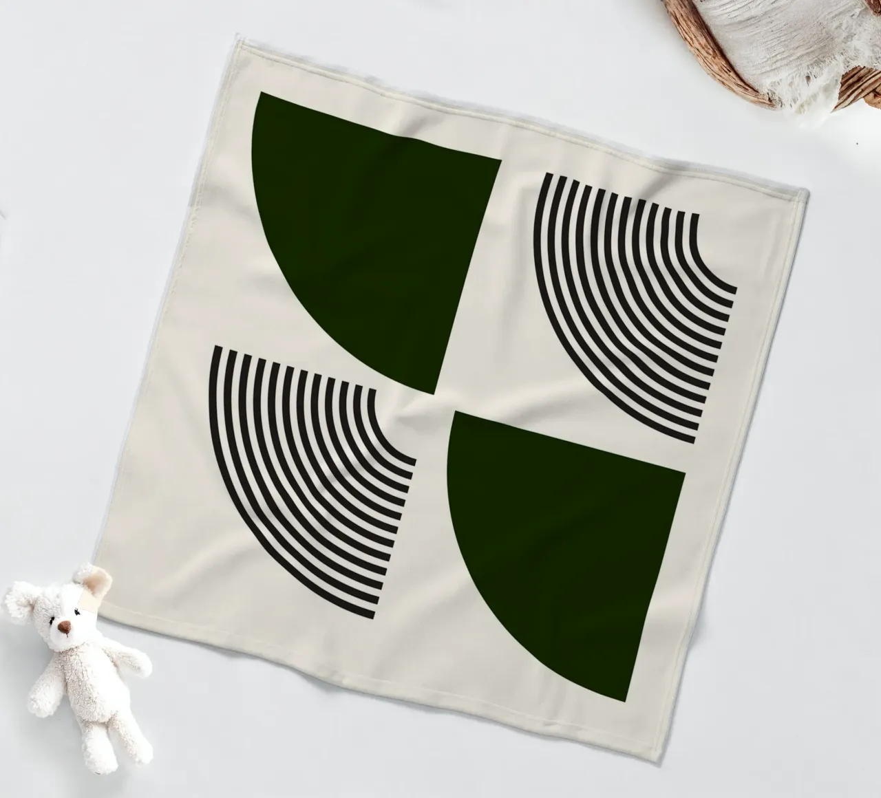Curve minimaliste: Linee geometriche astratte, verdi e nere A coperta in pile da NorwesClub
