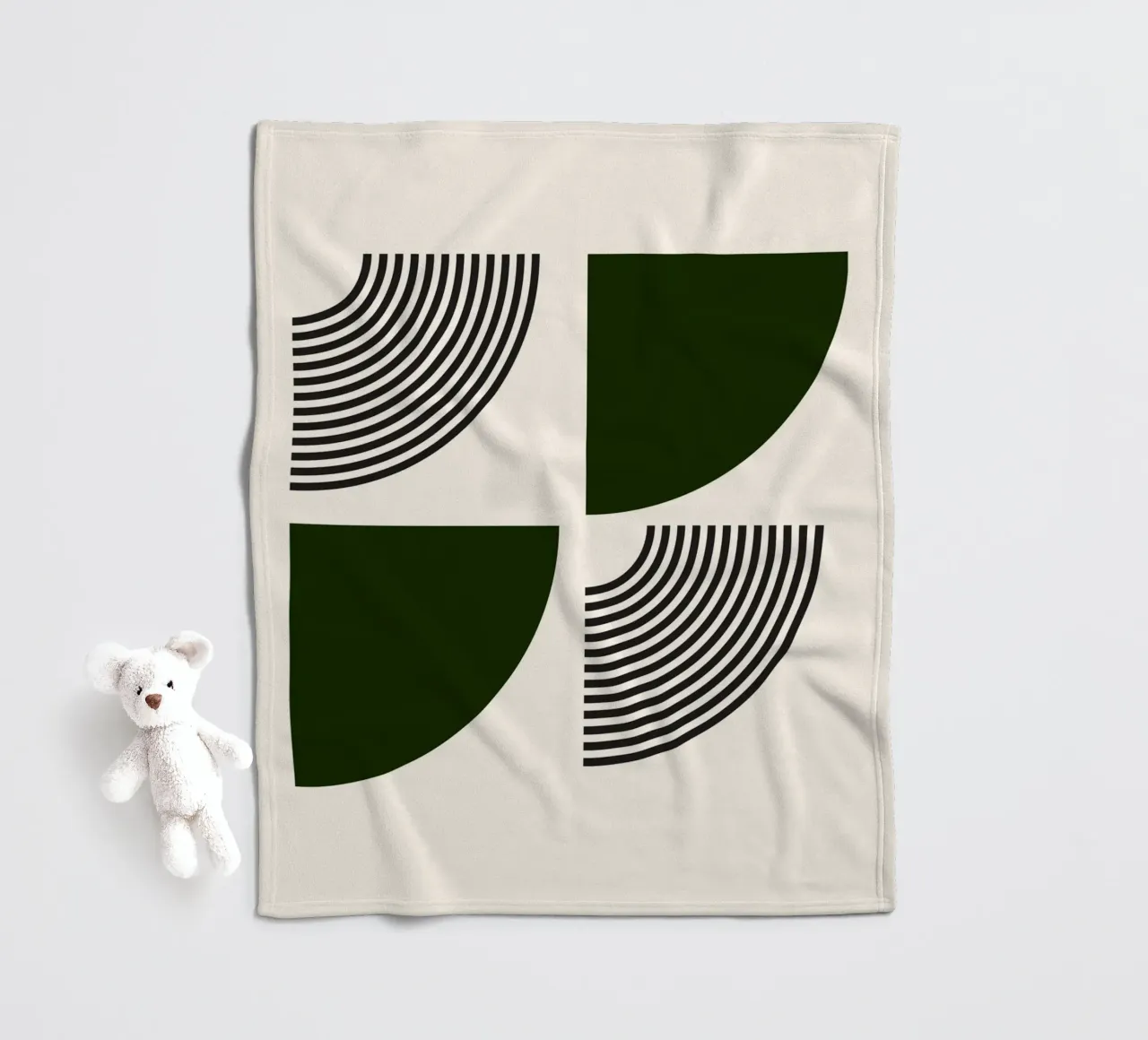 Curve minimaliste: Linee geometriche astratte, verdi e nere A coperta in pile da NorwesClub