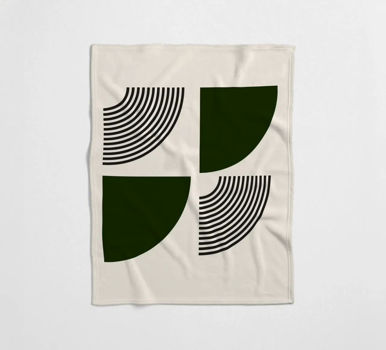 Curve minimaliste: Linee geometriche astratte, verdi e nere A coperta in pile da NorwesClub