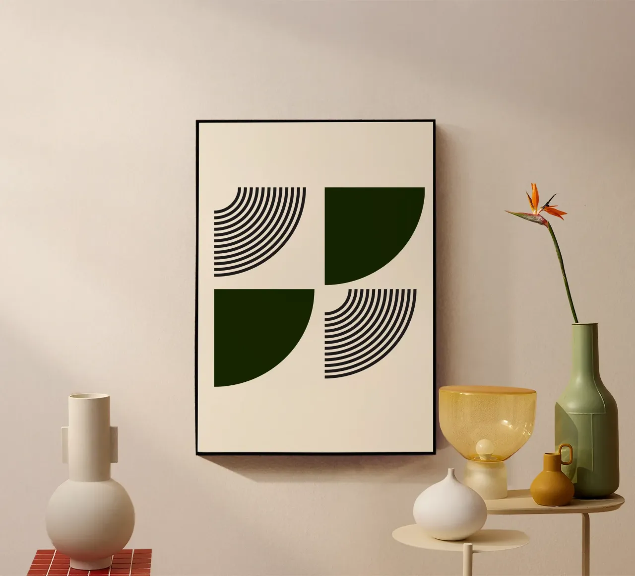Curve minimaliste: Linee geometriche astratte, verdi e nere A plexiglass da NorwesClub
