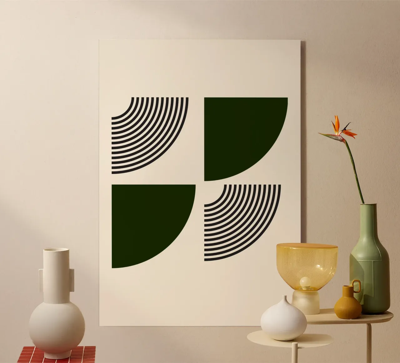 Curve minimaliste: Linee geometriche astratte, verdi e nere A plexiglass da NorwesClub