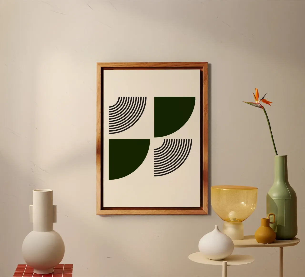 Curve minimaliste: Linee geometriche astratte, verdi e nere A alluminio dibond da NorwesClub