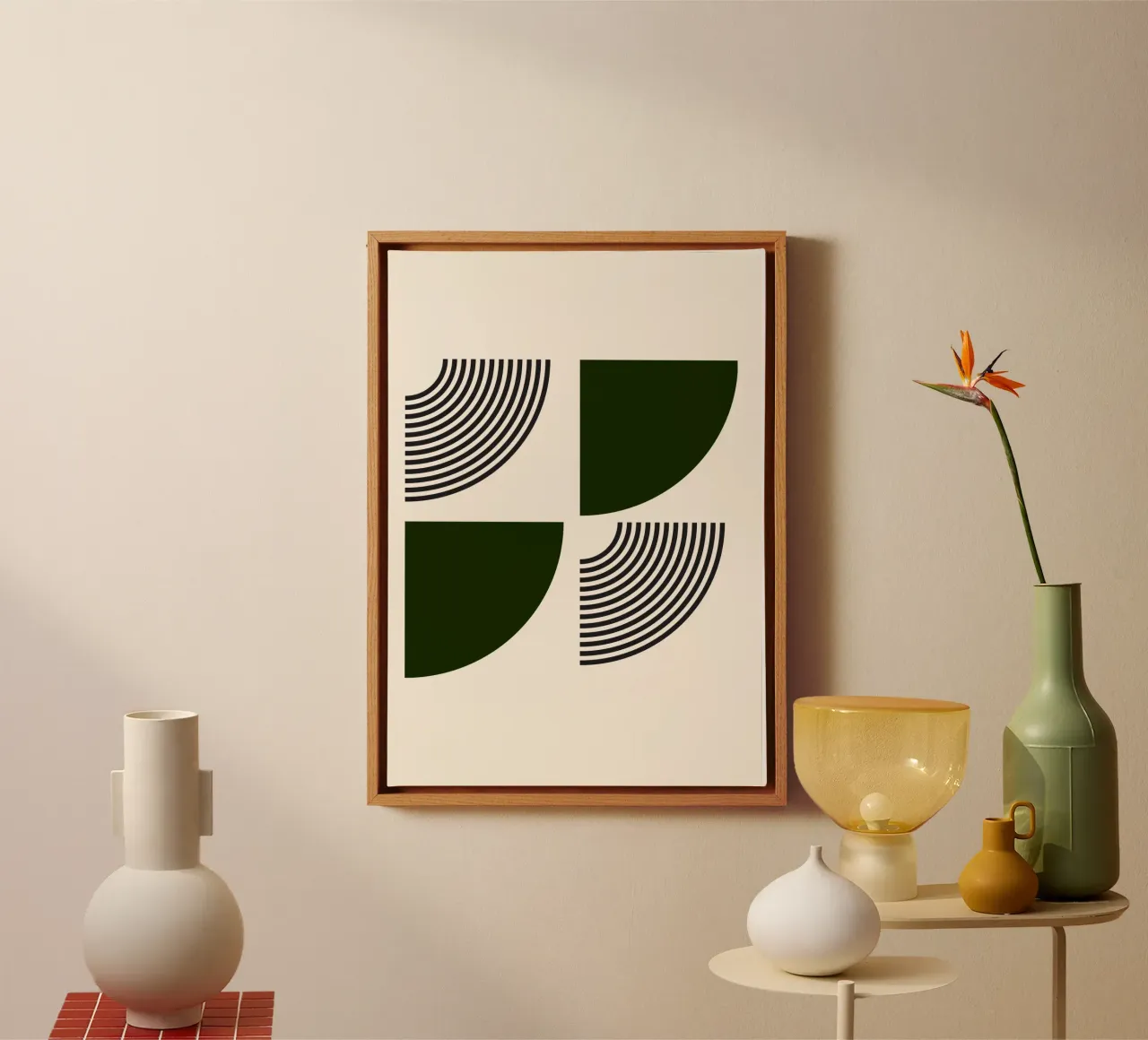 Curve minimaliste: Linee geometriche astratte, verdi e nere A tela da NorwesClub
