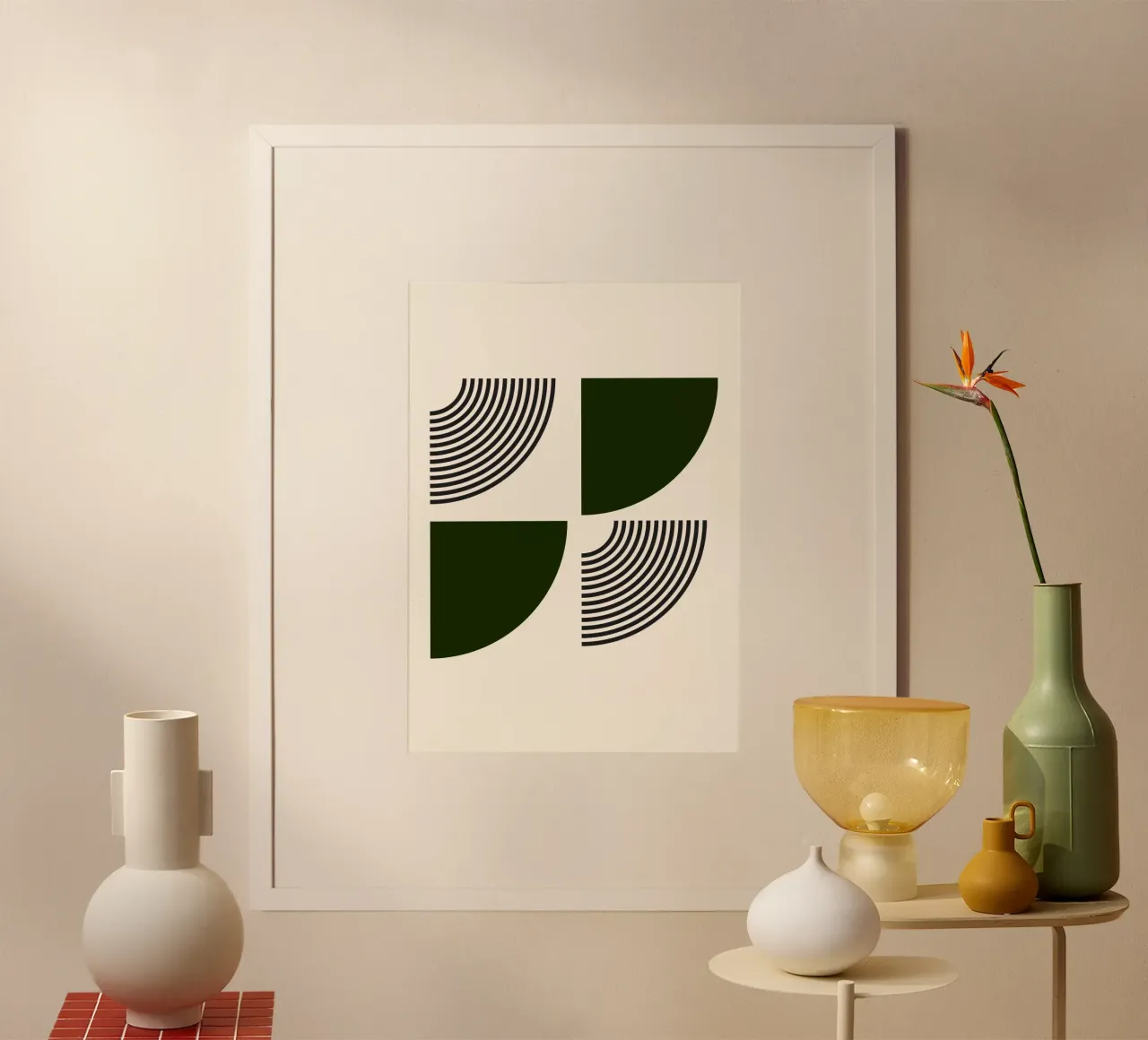 Curve minimaliste: Linee geometriche astratte, verdi e nere A carta hahnemühle da NorwesClub