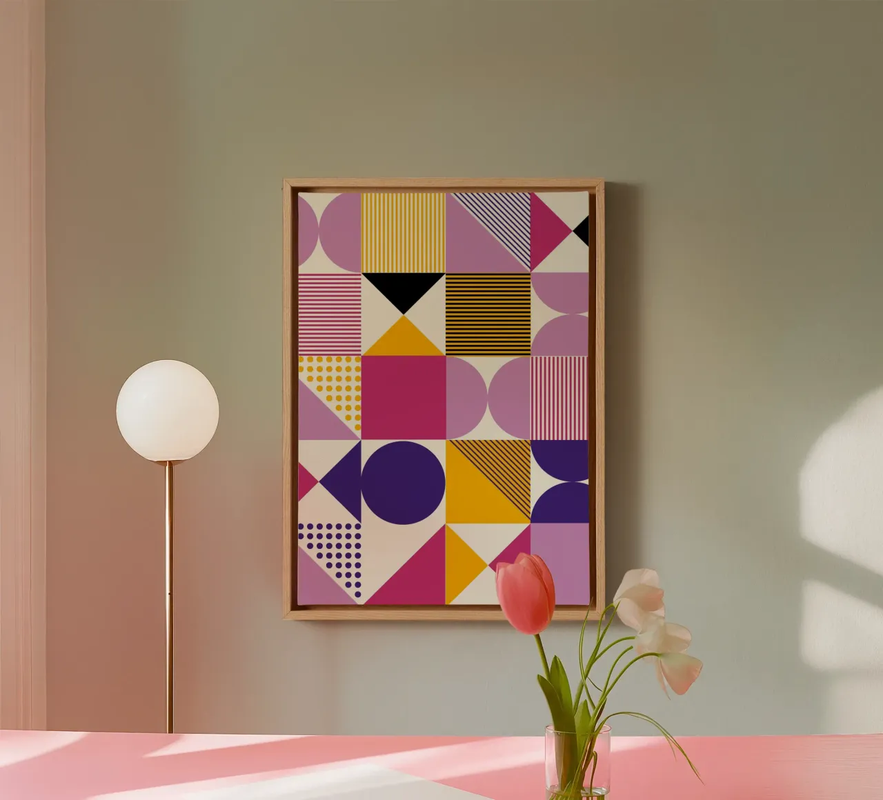 Mosaico Bauhaus: patrón geométrico abstracto, vibrante y de moda lienzo de NorwesClub