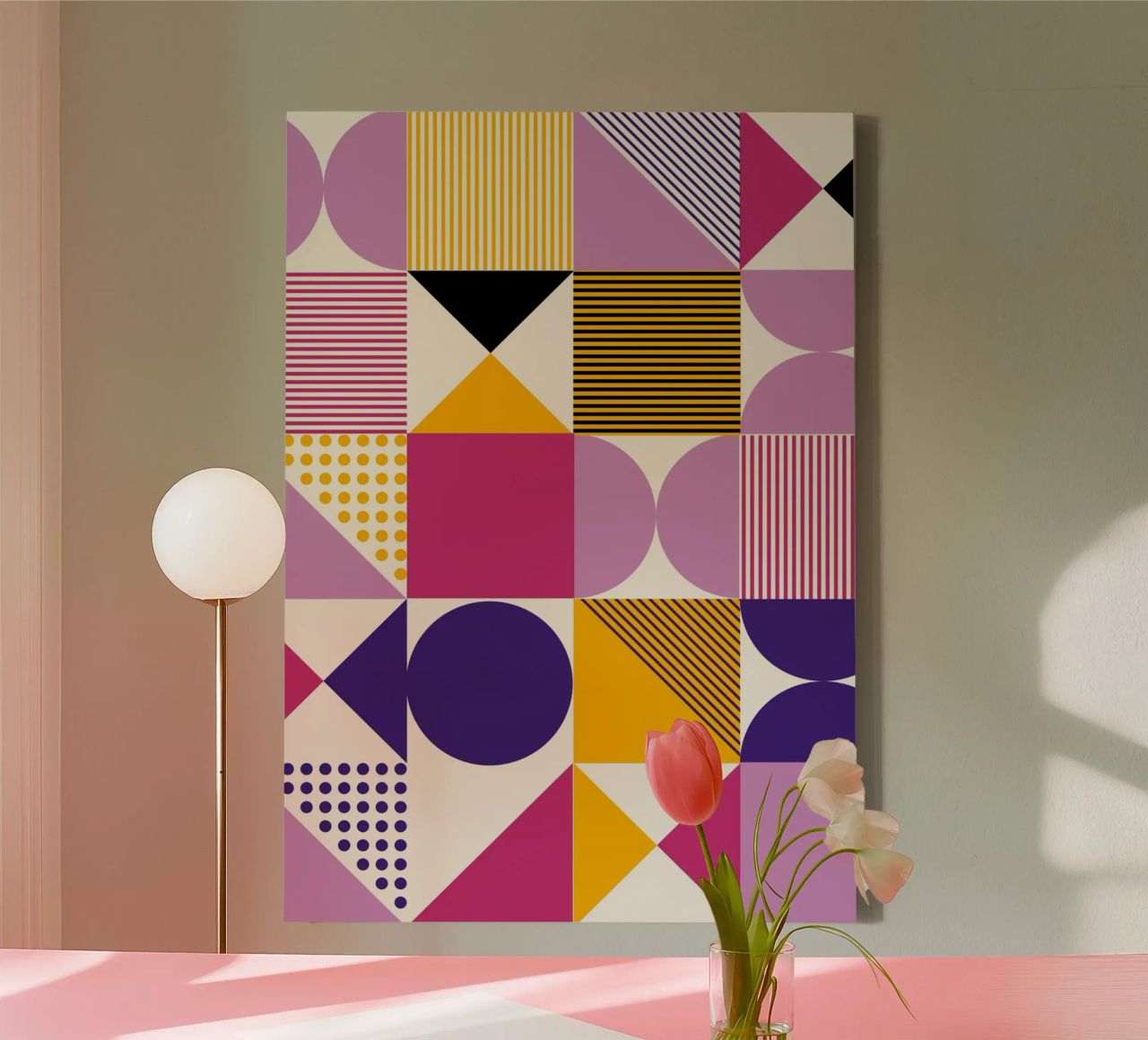Bauhaus Mosaic: Geometric Abstract, Vibrant & Trendy Pattern canvas by NorwesClub