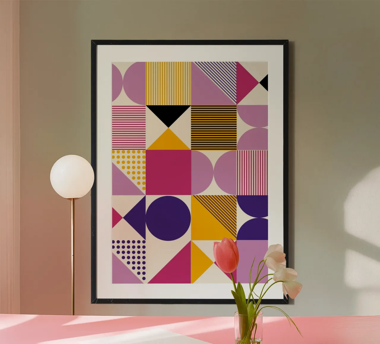 Mosaico Bauhaus: motivo geometrico astratto, vibrante e di tendenza carta hahnemühle da NorwesClub
