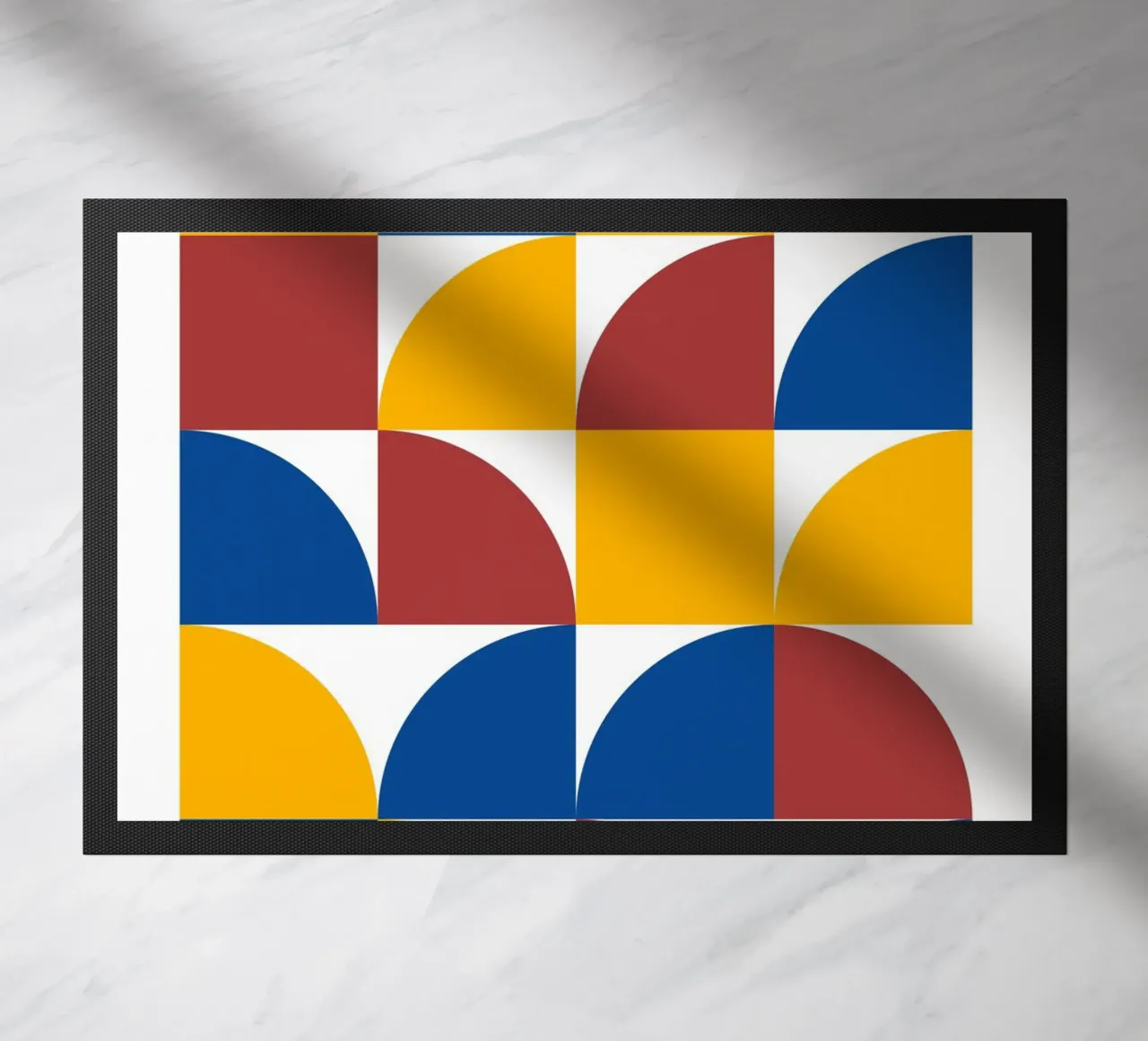 Bauhaus Primary: Geometric Abstract, Bold Color Block Art doormat by NorwesClub