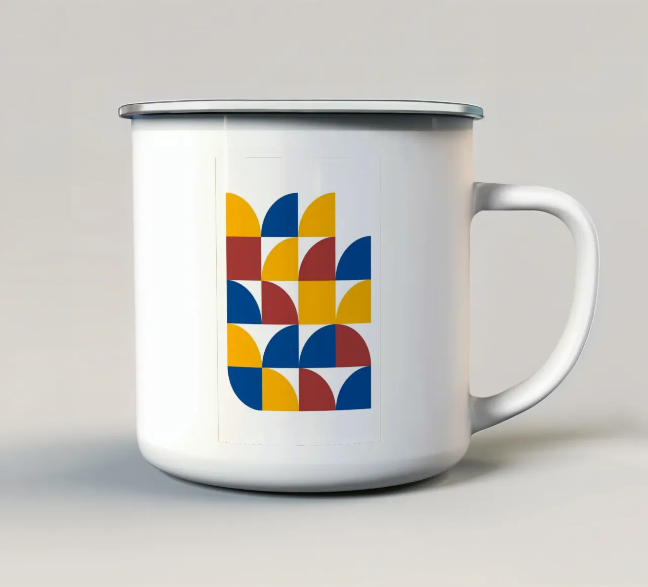 Bauhaus Primary: Geometric Abstract, Bold Color Block Art enamel mug by NorwesClub