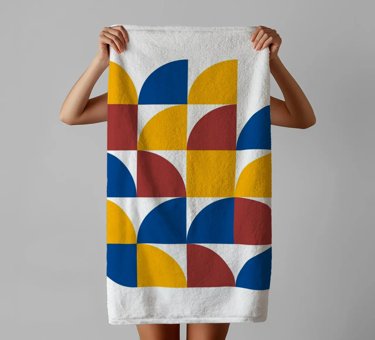 Bauhaus Primary: Geometric Abstract, Bold Color Block Art towel by NorwesClub