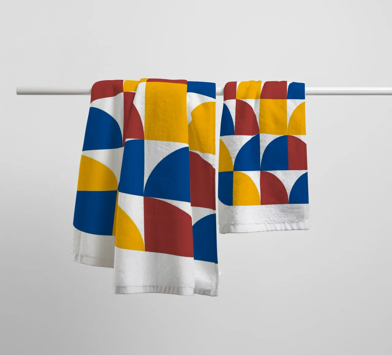 Bauhaus Primary: Geometric Abstract, Bold Color Block Art towel by NorwesClub