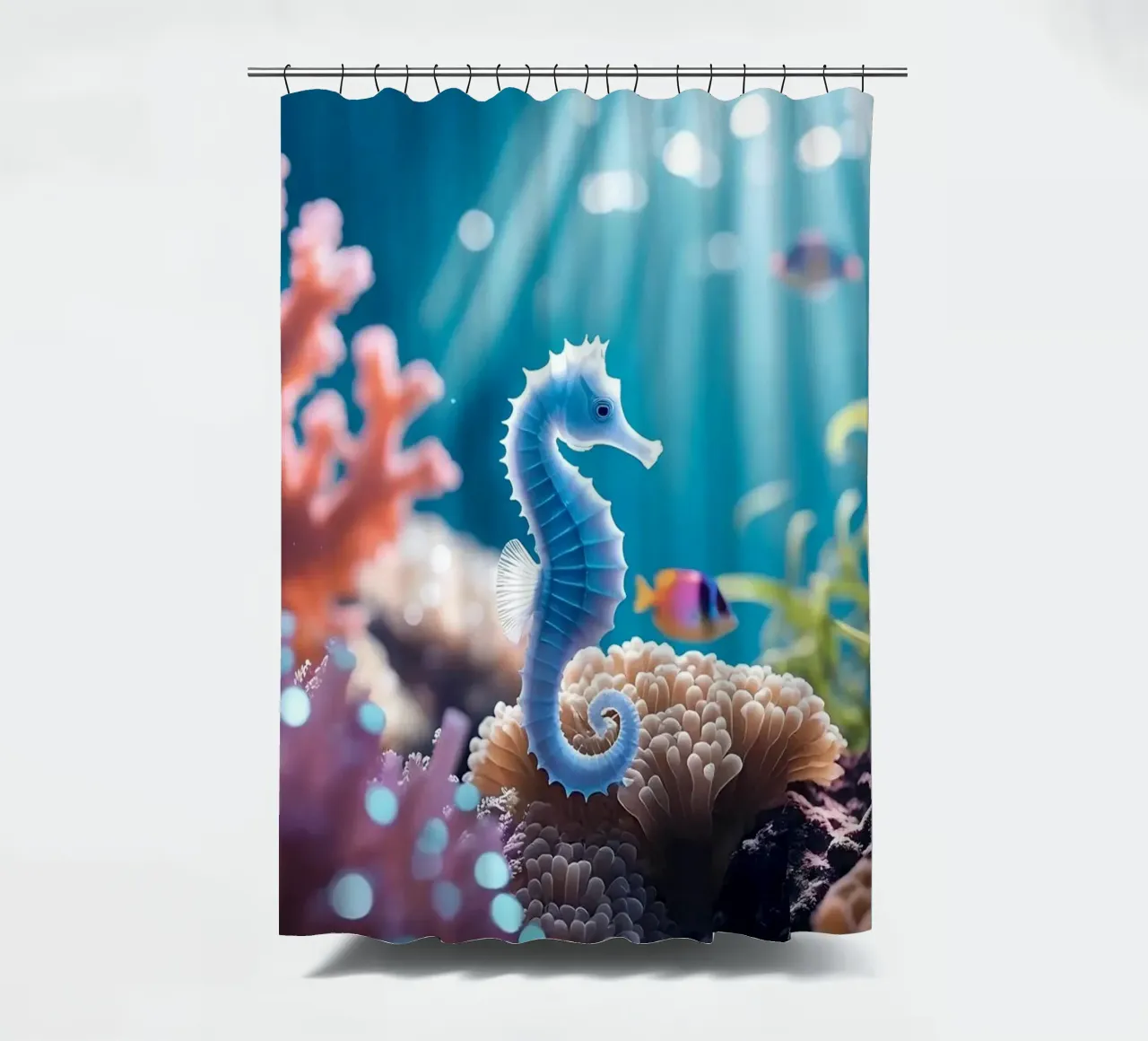 Seepferdchen Blau | Kleiner Träumer Duschvorhang von Trinkets NL Design Studio