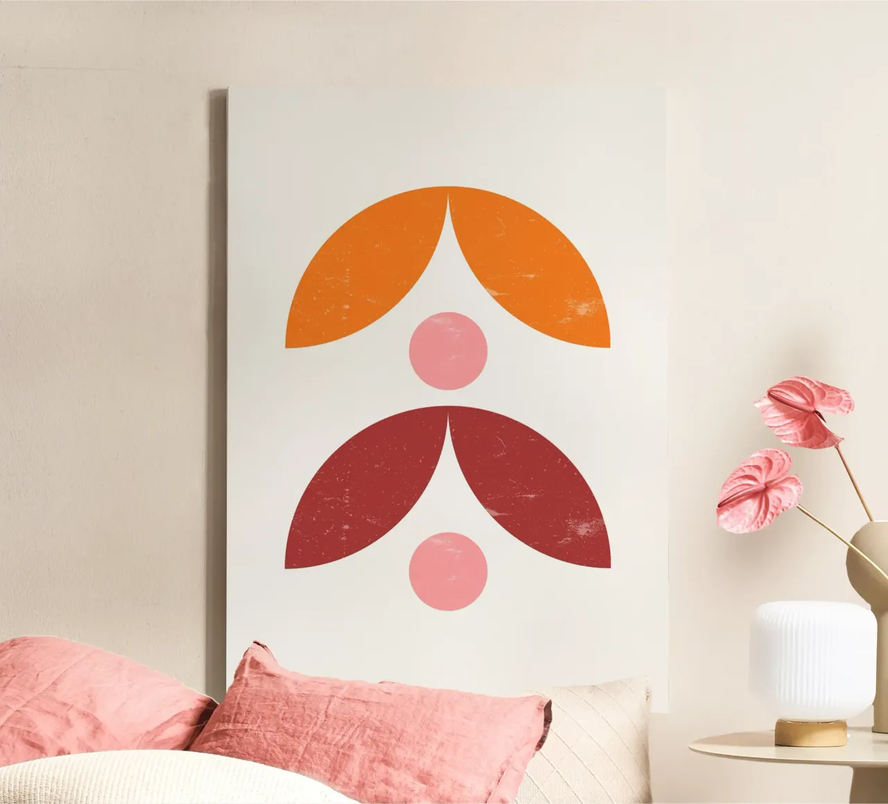 Mid-Century Abstract: Forme organiche, tendenza terra e rosa Ar tela con Cornice a cassetta da NorwesClub