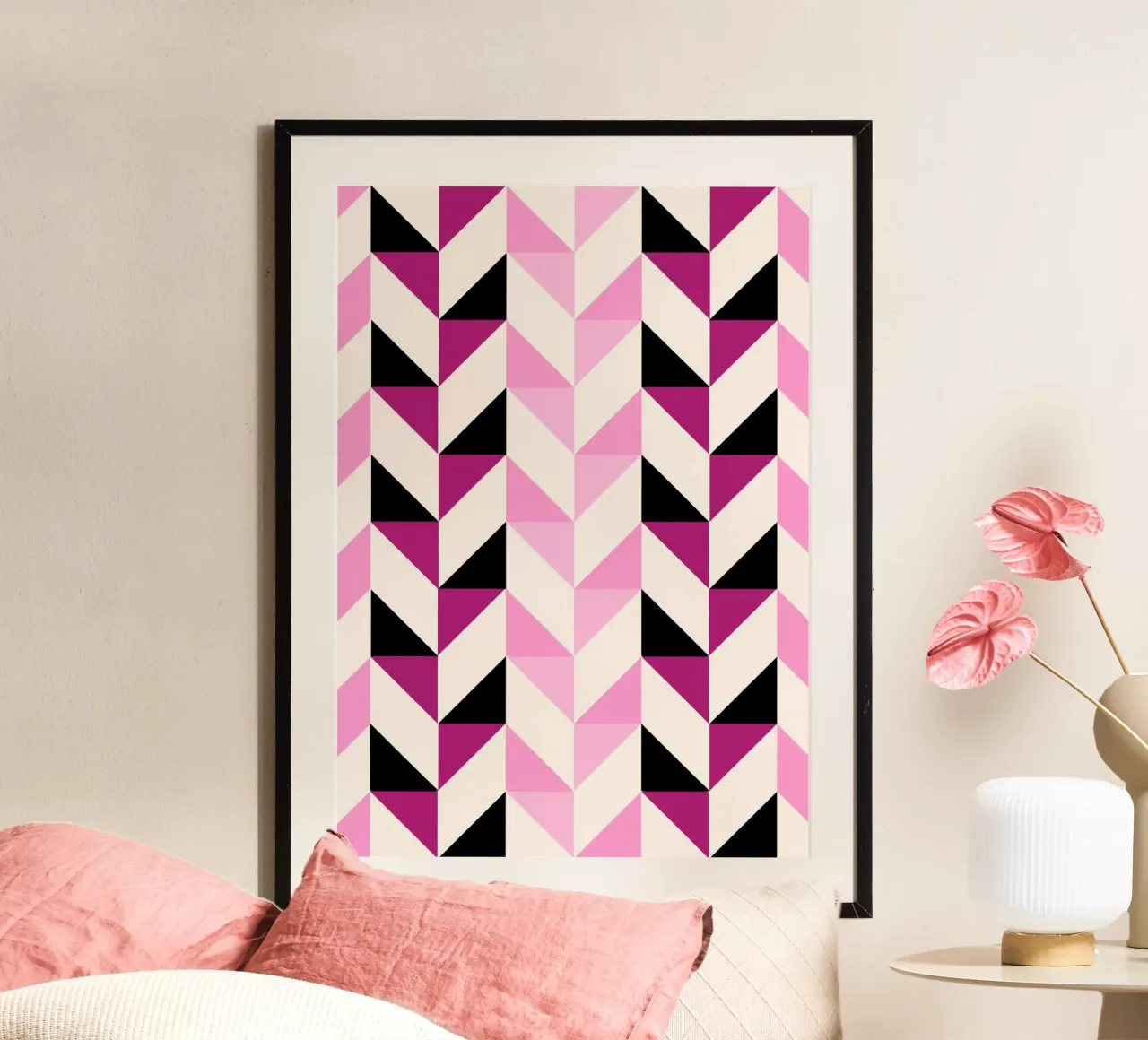 Modern Herringbone: Geometric Chevron, Pink & Black Trend Ar hahnemühle by NorwesClub