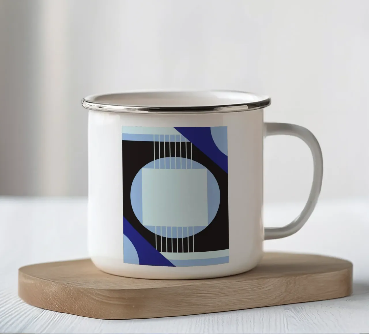Bauhaus Blu: Arte astratta geometrica, moderna, scura e chiara tazza in smalto da NorwesClub