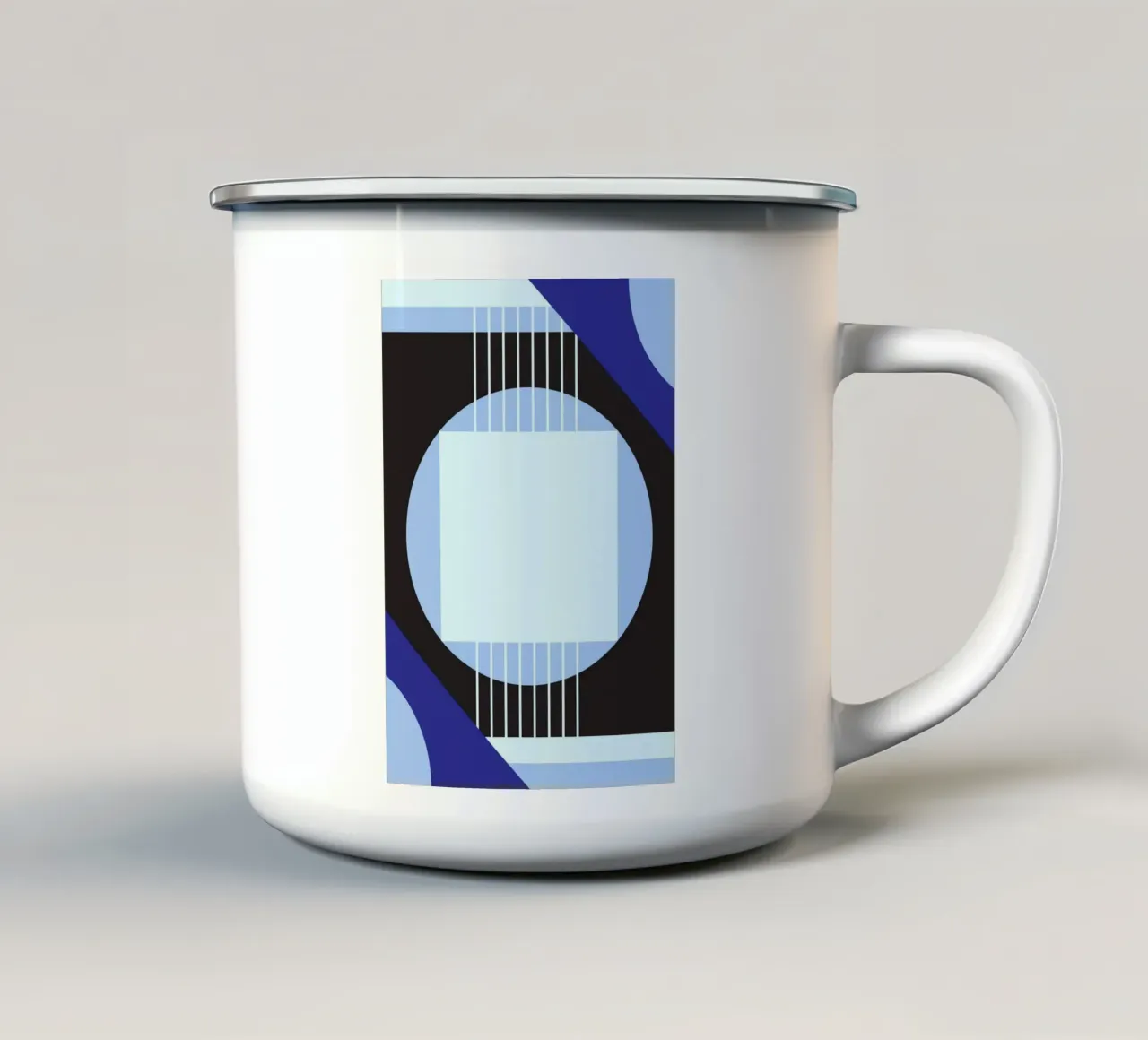 Bauhaus Blu: Arte astratta geometrica, moderna, scura e chiara tazza in smalto da NorwesClub