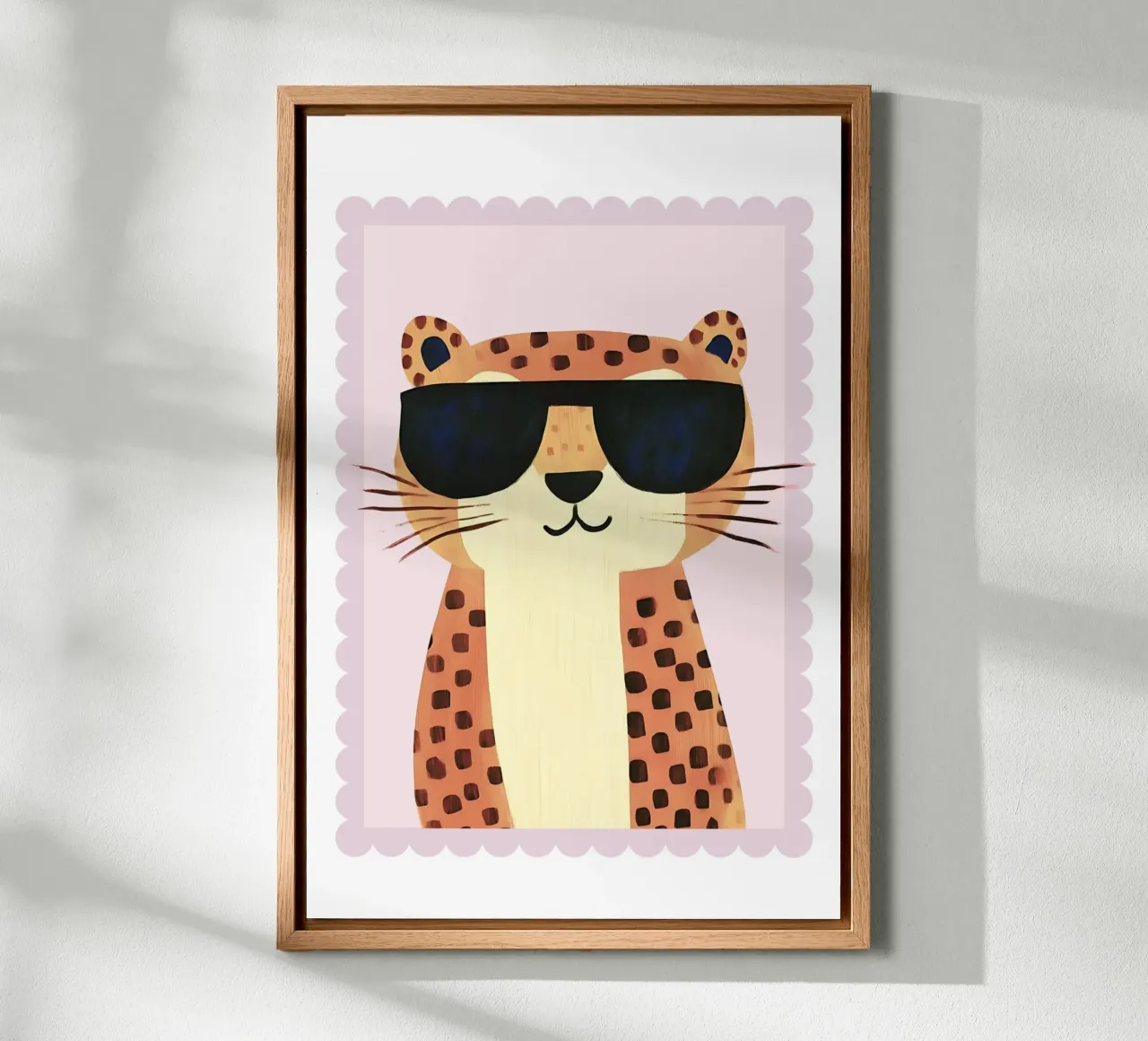 Cheetah Print, Cheetah with Sunglasses, Nursery Wall Art canvas with Floater frame by Little Lola