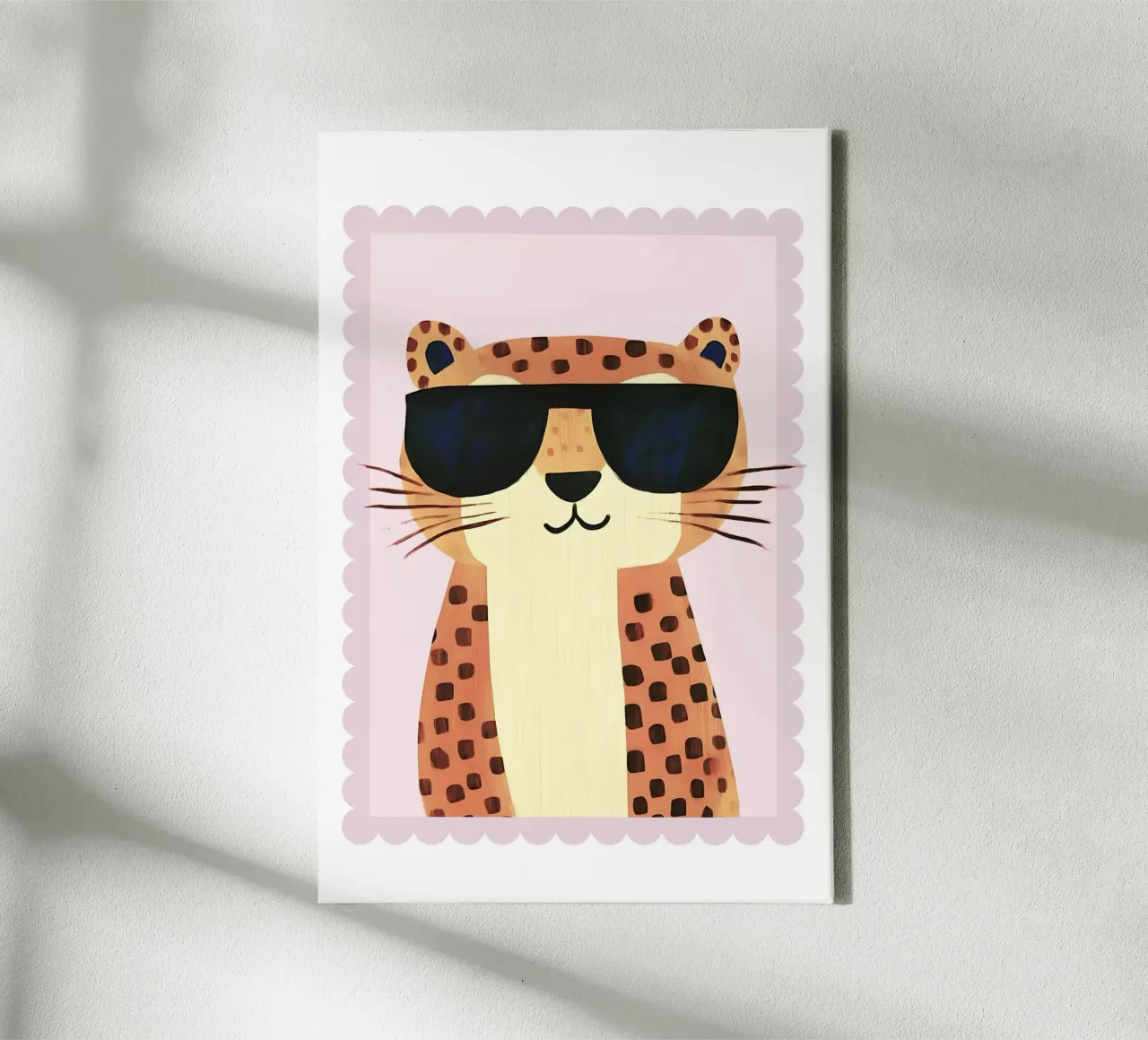 Cheetah Print, Cheetah with Sunglasses, Nursery Wall Art canvas with Floater frame by Little Lola