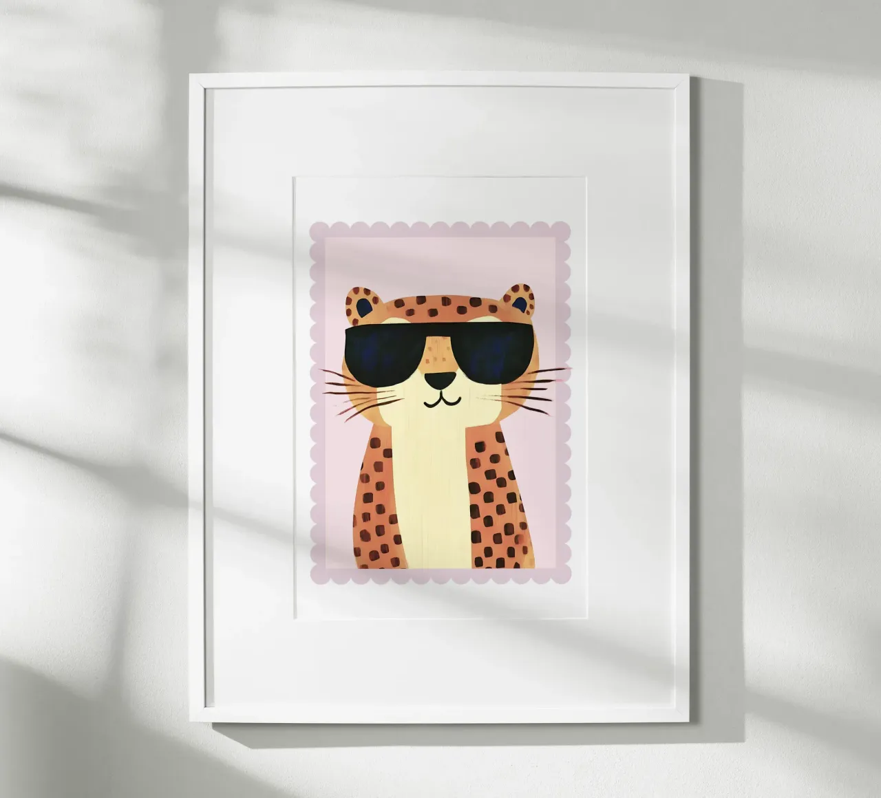 Impresión de guepardo, guepardo con gafas de sol, Nursery Wall Art poster con marco de madera de Little Lola