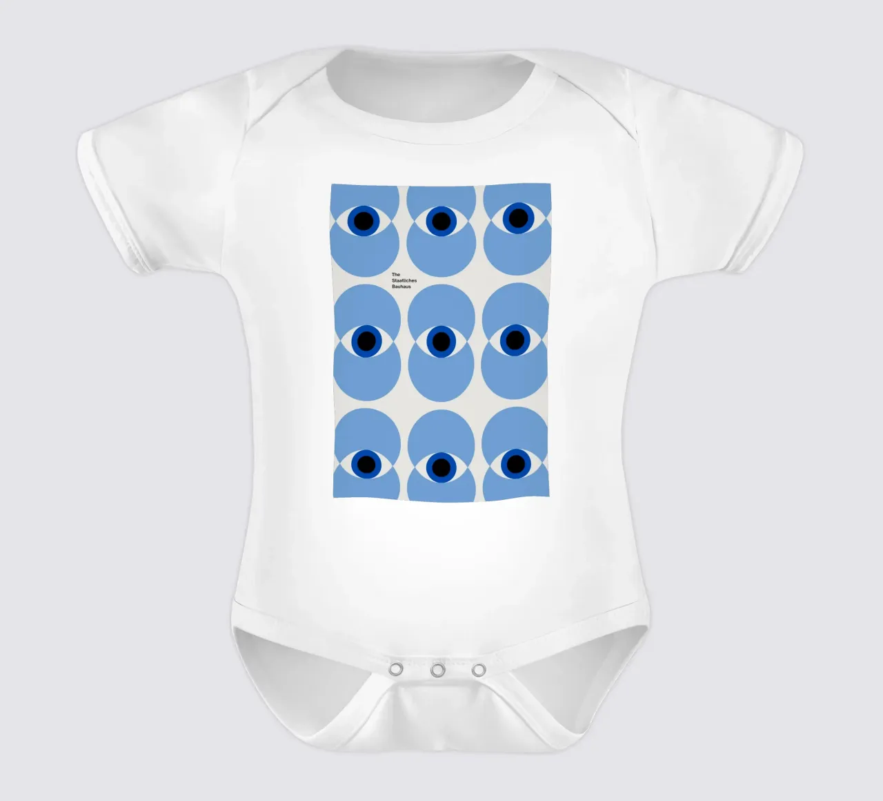 Bauhaus-Augen-Muster: Geometrisch Abstrakt, Blau Modernismus Tren Kurzarm Babybody von NorwesClub