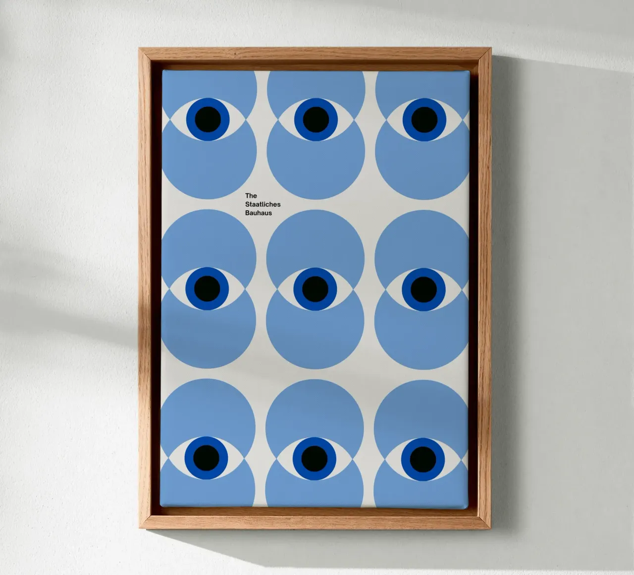 Bauhaus Oogpatroon: Geometrisch Abstract, Blauw Modernisme Tren canvas met Baklijst van NorwesClub