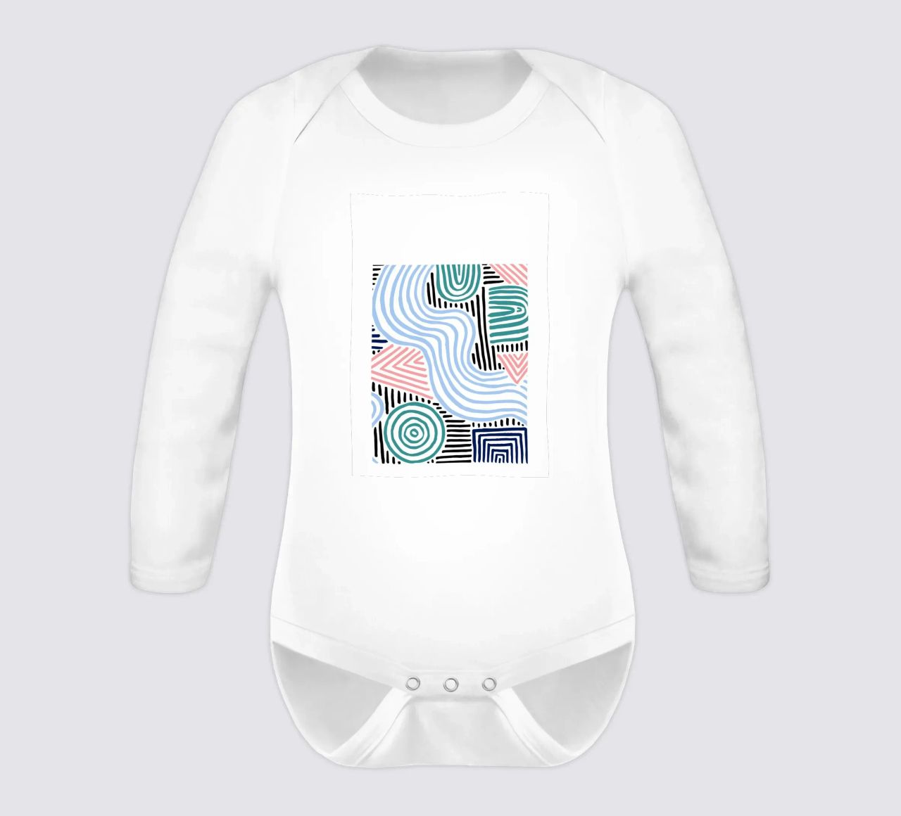 Freeform Abstract: linee e forme disegnate a mano, tendenza moderna A body neonato maniche lunghe da NorwesClub