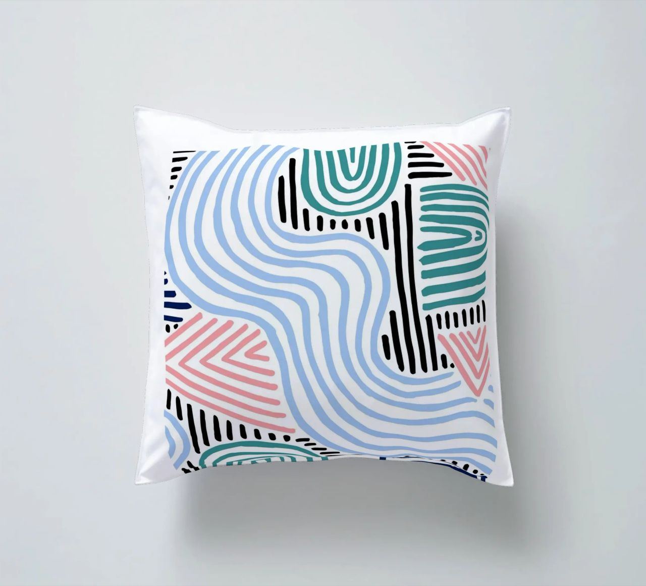 Freeform Abstract: linee e forme disegnate a mano, tendenza moderna A cuscino da NorwesClub