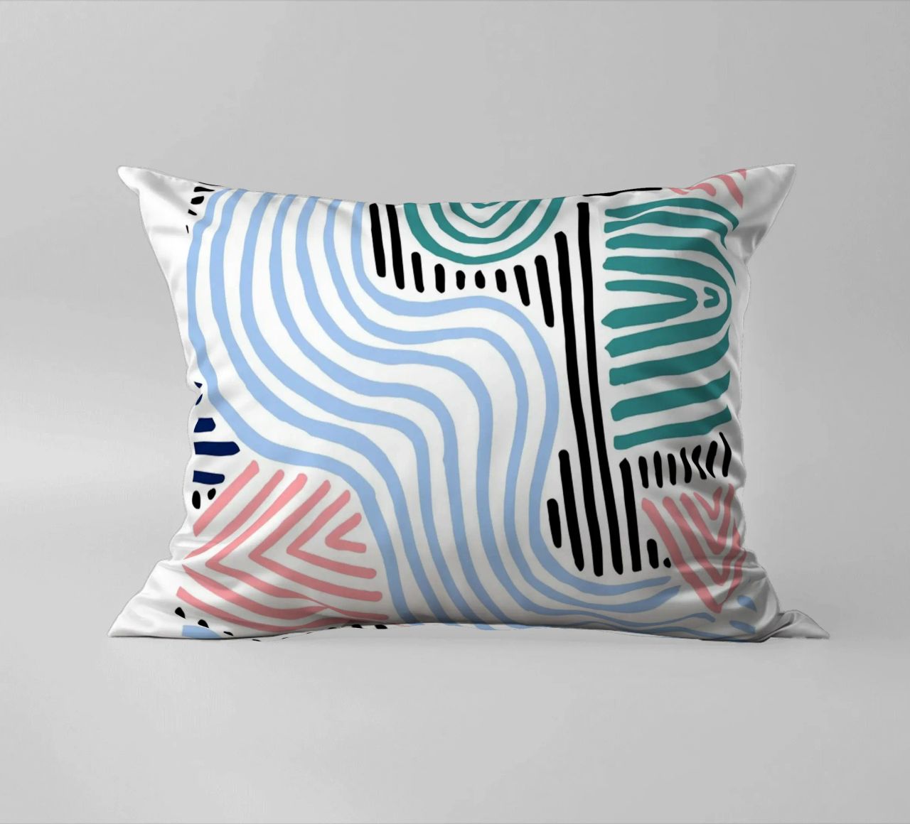 Freeform Abstract: linee e forme disegnate a mano, tendenza moderna A cuscino da NorwesClub