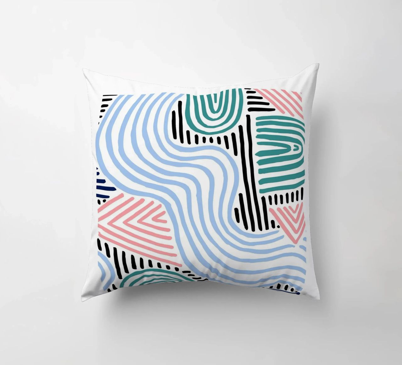 Freeform Abstract: linee e forme disegnate a mano, tendenza moderna A cuscino da NorwesClub