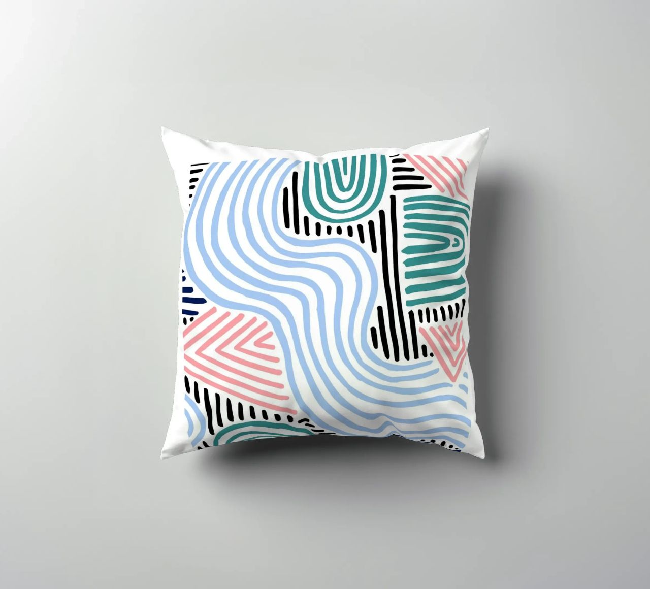 Freeform Abstract: linee e forme disegnate a mano, tendenza moderna A cuscino da NorwesClub